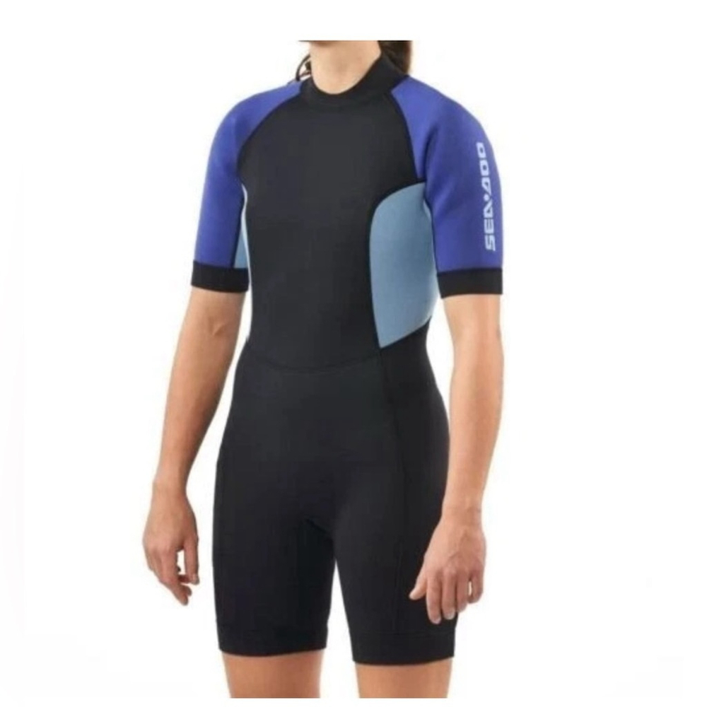 Women’s Shorty Wetsuit - Black with Blue Panels